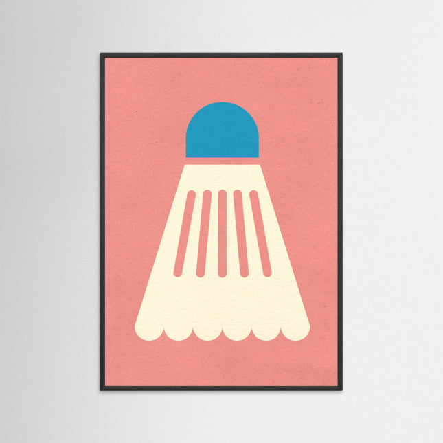 Rosi Feist fine art paper print featuring minimalist badminton wall art with a pink background